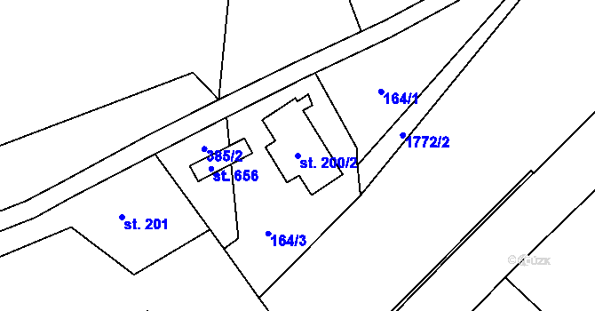 Parcela st. 200/2 v KÚ Nová Ves u Chrastavy, Katastrální mapa