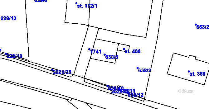 Parcela st. 638/6 v KÚ Nová Ves u Chrastavy, Katastrální mapa