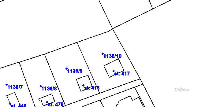 Parcela st. 1136/10 v KÚ Nová Ves u Chrastavy, Katastrální mapa