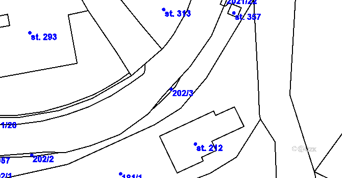 Parcela st. 202/3 v KÚ Nová Ves u Chrastavy, Katastrální mapa