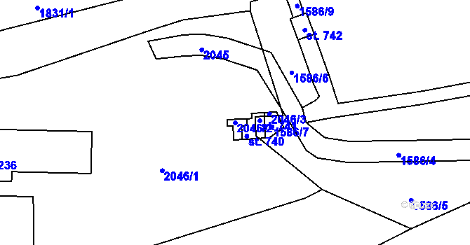 Parcela st. 2046/2 v KÚ Nová Ves u Chrastavy, Katastrální mapa