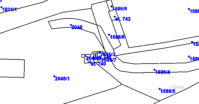 Parcela st. 2046/3 v KÚ Nová Ves u Chrastavy, Katastrální mapa