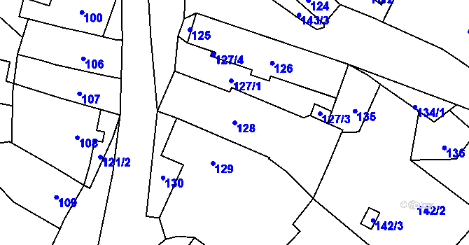 Parcela st. 128 v KÚ Nová Ves, Katastrální mapa