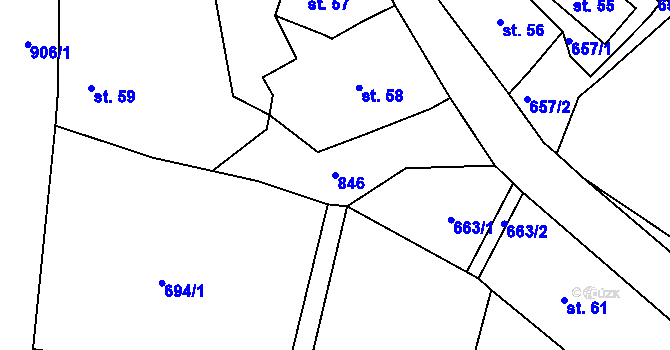 Parcela st. 846 v KÚ Nová Ves u Voděrad, Katastrální mapa