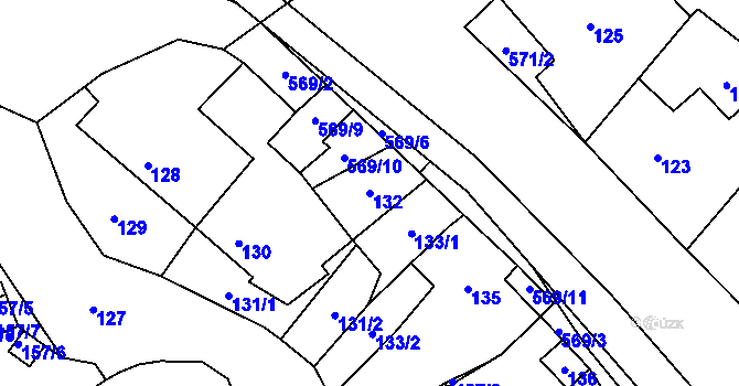 Parcela st. 132 v KÚ Nová Ves u Oslavan, Katastrální mapa