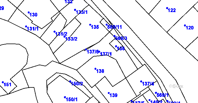 Parcela st. 137/1 v KÚ Nová Ves u Oslavan, Katastrální mapa