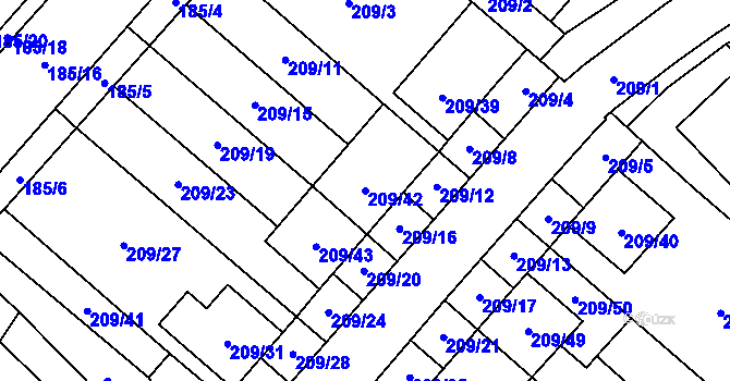 Parcela st. 209/42 v KÚ Nová Ves u Oslavan, Katastrální mapa