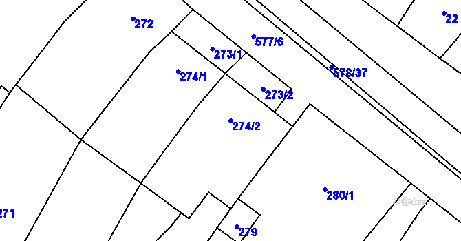Parcela st. 274/2 v KÚ Nová Ves u Oslavan, Katastrální mapa