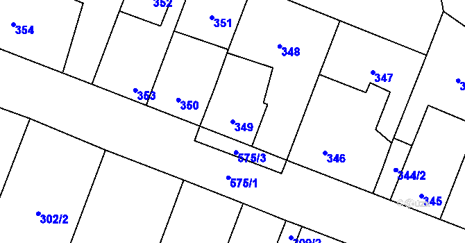 Parcela st. 349 v KÚ Nová Ves u Oslavan, Katastrální mapa