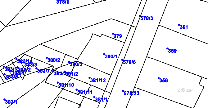 Parcela st. 380/1 v KÚ Nová Ves u Oslavan, Katastrální mapa