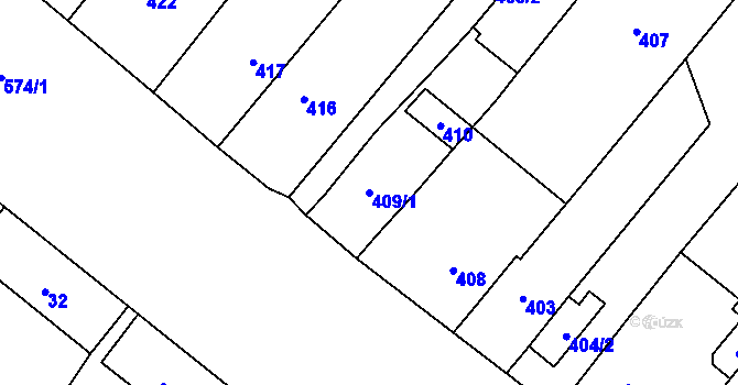 Parcela st. 409/1 v KÚ Nová Ves u Oslavan, Katastrální mapa