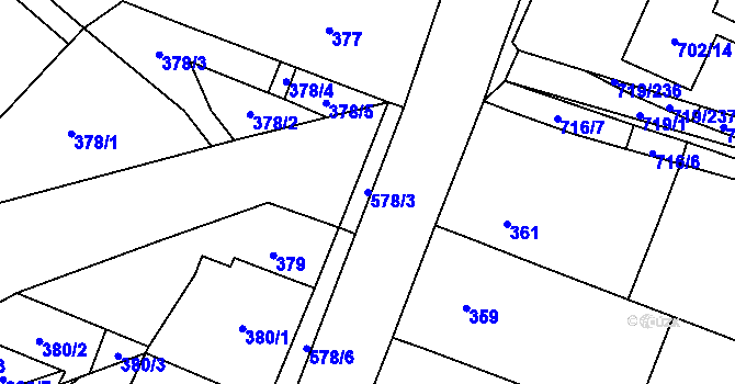 Parcela st. 578/3 v KÚ Nová Ves u Oslavan, Katastrální mapa