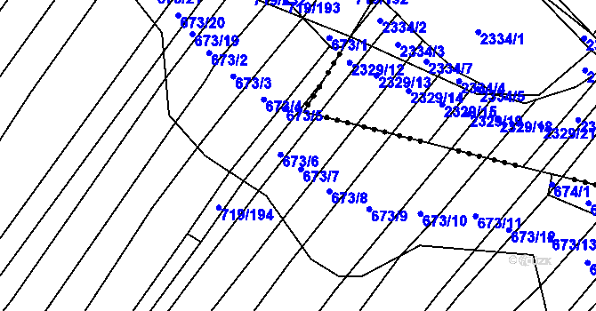 Parcela st. 673 v KÚ Nová Ves u Oslavan, Katastrální mapa