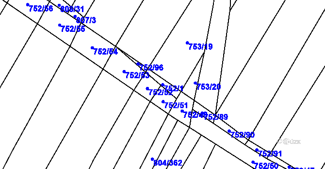Parcela st. 752/1 v KÚ Nová Ves u Oslavan, Katastrální mapa