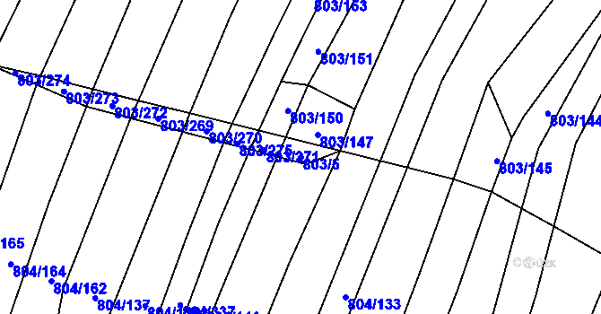 Parcela st. 803/5 v KÚ Nová Ves u Oslavan, Katastrální mapa