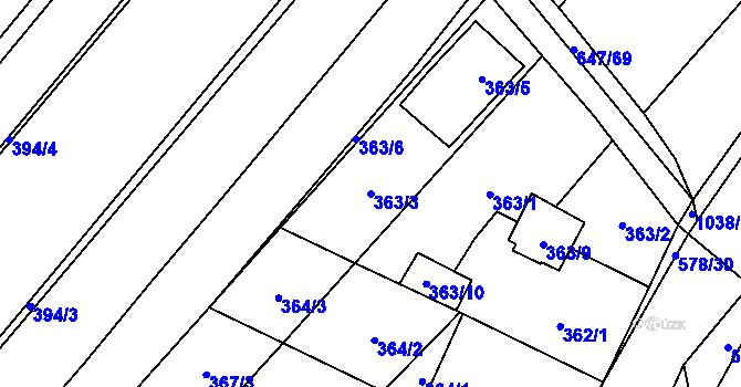 Parcela st. 363/3 v KÚ Nová Ves u Oslavan, Katastrální mapa