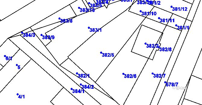 Parcela st. 382/5 v KÚ Nová Ves u Oslavan, Katastrální mapa