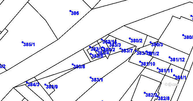 Parcela st. 383/4 v KÚ Nová Ves u Oslavan, Katastrální mapa
