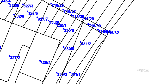Parcela st. 331/7 v KÚ Nová Ves u Oslavan, Katastrální mapa