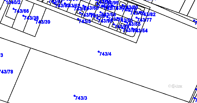 Parcela st. 743/4 v KÚ Nová Ves u Oslavan, Katastrální mapa