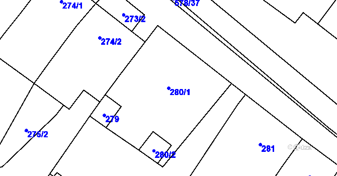 Parcela st. 280/1 v KÚ Nová Ves u Oslavan, Katastrální mapa