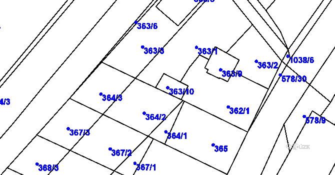 Parcela st. 363/10 v KÚ Nová Ves u Oslavan, Katastrální mapa