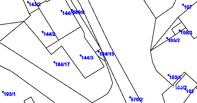 Parcela st. 184/15 v KÚ Nová Ves u Oslavan, Katastrální mapa