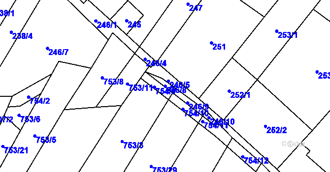 Parcela st. 246/8 v KÚ Nová Ves u Oslavan, Katastrální mapa