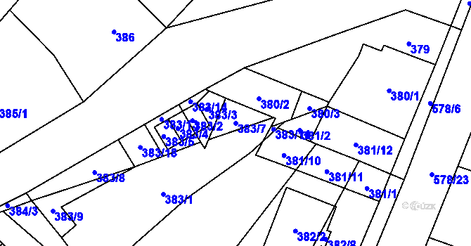Parcela st. 383/7 v KÚ Nová Ves u Oslavan, Katastrální mapa