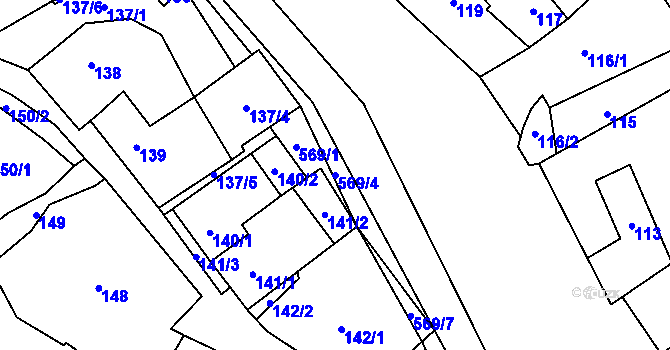 Parcela st. 569/4 v KÚ Nová Ves u Oslavan, Katastrální mapa