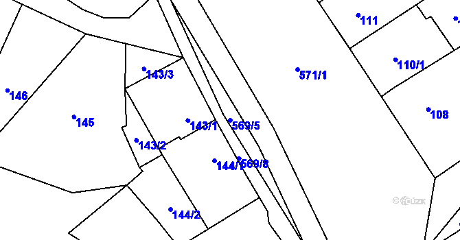 Parcela st. 569/5 v KÚ Nová Ves u Oslavan, Katastrální mapa