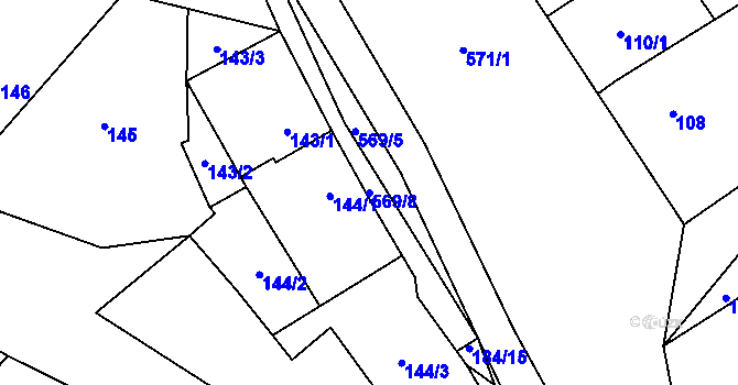 Parcela st. 569/8 v KÚ Nová Ves u Oslavan, Katastrální mapa