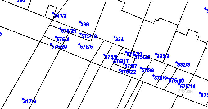Parcela st. 575/6 v KÚ Nová Ves u Oslavan, Katastrální mapa