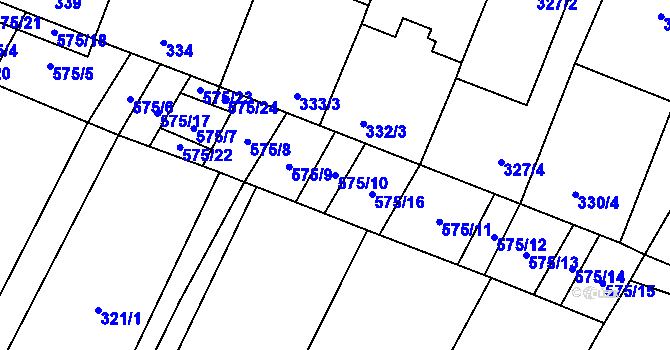 Parcela st. 575/10 v KÚ Nová Ves u Oslavan, Katastrální mapa