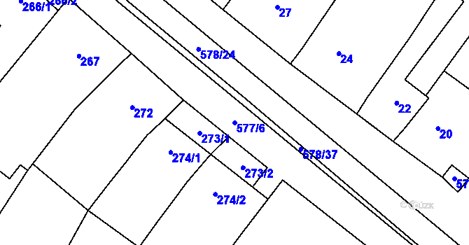 Parcela st. 577/6 v KÚ Nová Ves u Oslavan, Katastrální mapa