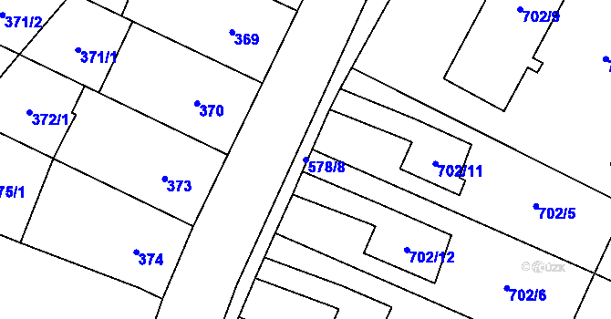 Parcela st. 578/8 v KÚ Nová Ves u Oslavan, Katastrální mapa