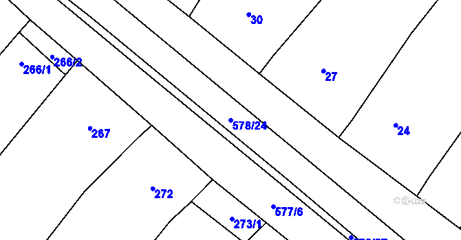 Parcela st. 578/24 v KÚ Nová Ves u Oslavan, Katastrální mapa