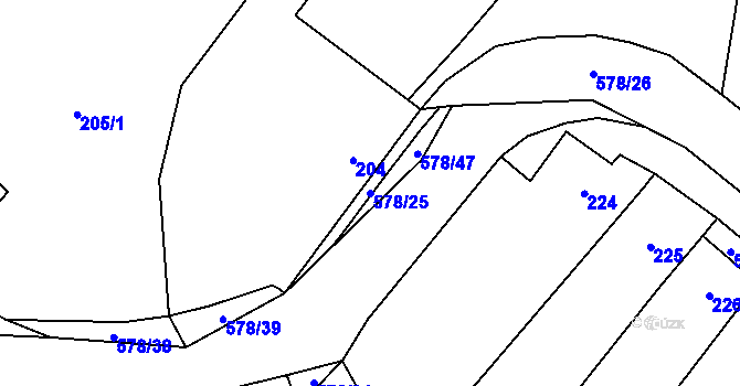 Parcela st. 578/25 v KÚ Nová Ves u Oslavan, Katastrální mapa