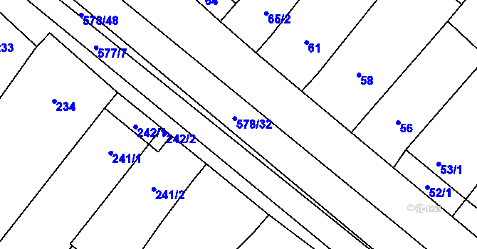Parcela st. 578/32 v KÚ Nová Ves u Oslavan, Katastrální mapa