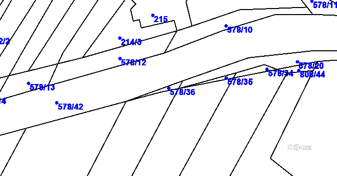 Parcela st. 578/36 v KÚ Nová Ves u Oslavan, Katastrální mapa