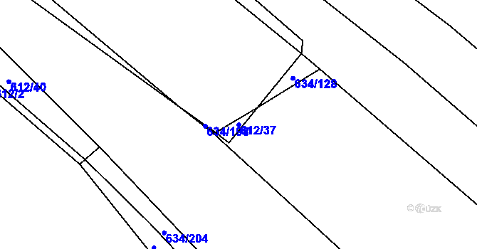 Parcela st. 612/37 v KÚ Nová Ves u Oslavan, Katastrální mapa