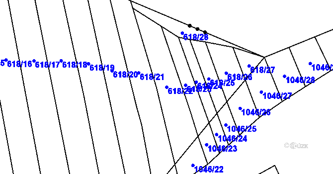 Parcela st. 618/22 v KÚ Nová Ves u Oslavan, Katastrální mapa