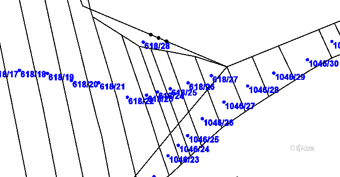 Parcela st. 618/25 v KÚ Nová Ves u Oslavan, Katastrální mapa