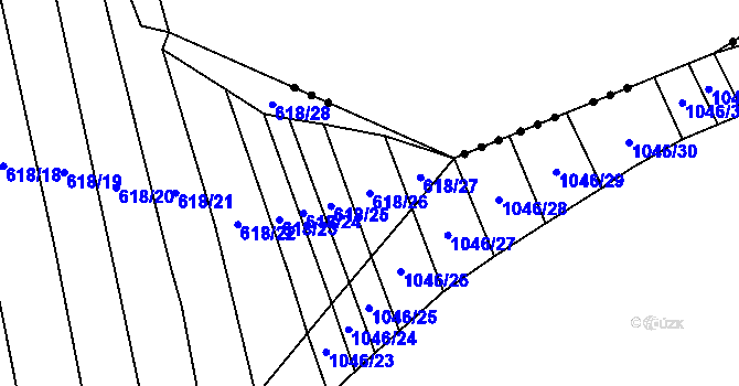 Parcela st. 618/26 v KÚ Nová Ves u Oslavan, Katastrální mapa