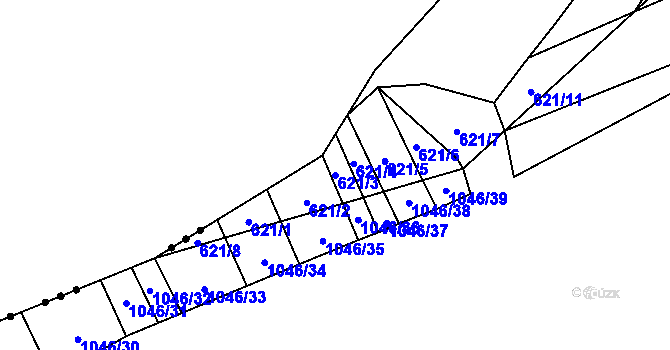 Parcela st. 621/3 v KÚ Nová Ves u Oslavan, Katastrální mapa