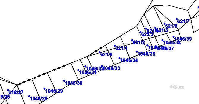 Parcela st. 621/8 v KÚ Nová Ves u Oslavan, Katastrální mapa