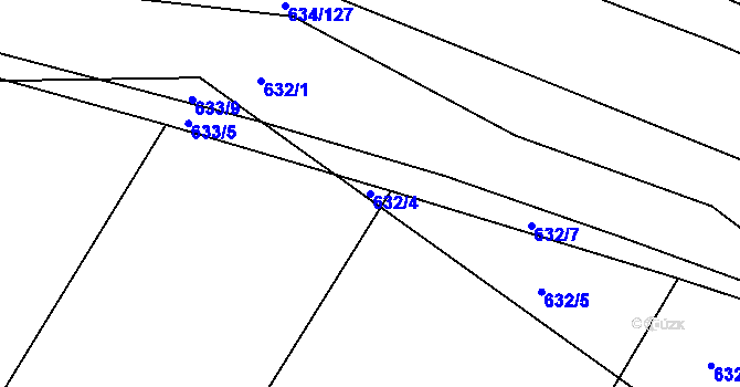 Parcela st. 632/4 v KÚ Nová Ves u Oslavan, Katastrální mapa