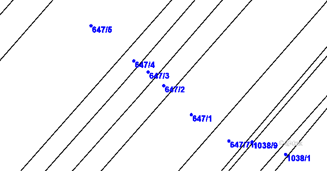 Parcela st. 647/2 v KÚ Nová Ves u Oslavan, Katastrální mapa