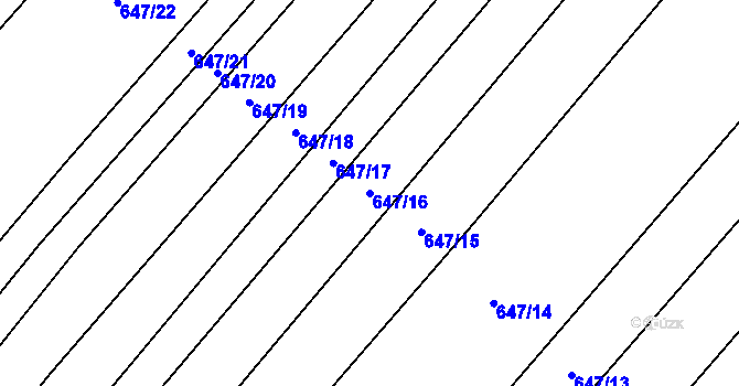 Parcela st. 647/16 v KÚ Nová Ves u Oslavan, Katastrální mapa