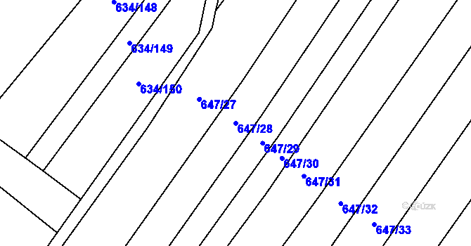 Parcela st. 647/28 v KÚ Nová Ves u Oslavan, Katastrální mapa